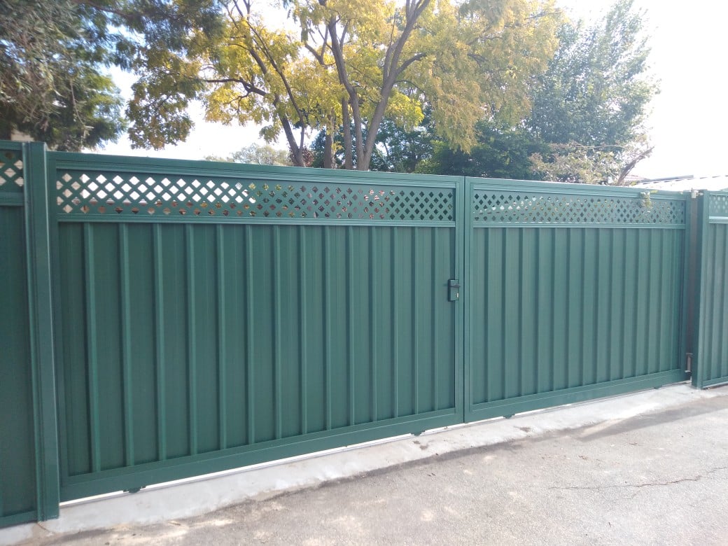 green gate and fence